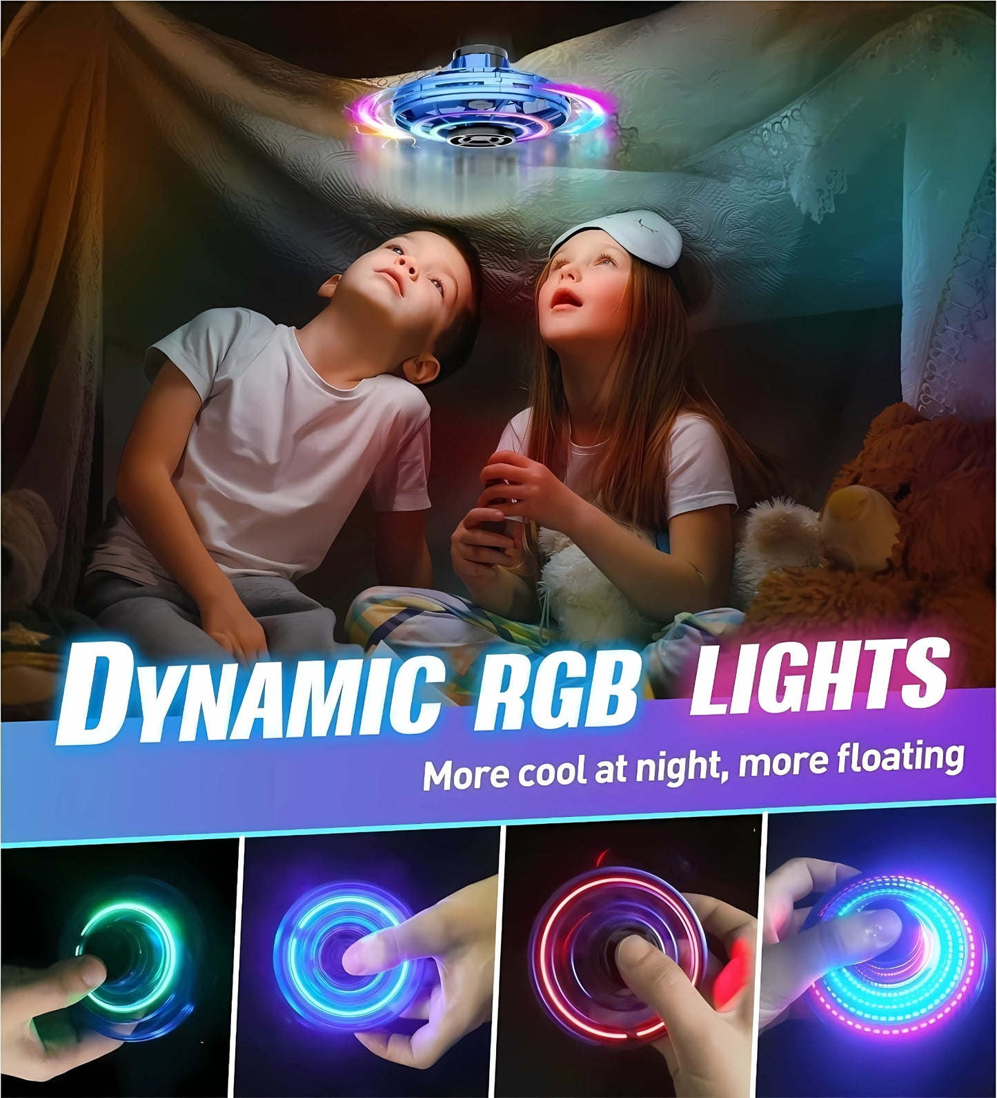 LED Flying Spinner I Fingertip Upgrade Flight I Mini UFO Drone Flying Spinner