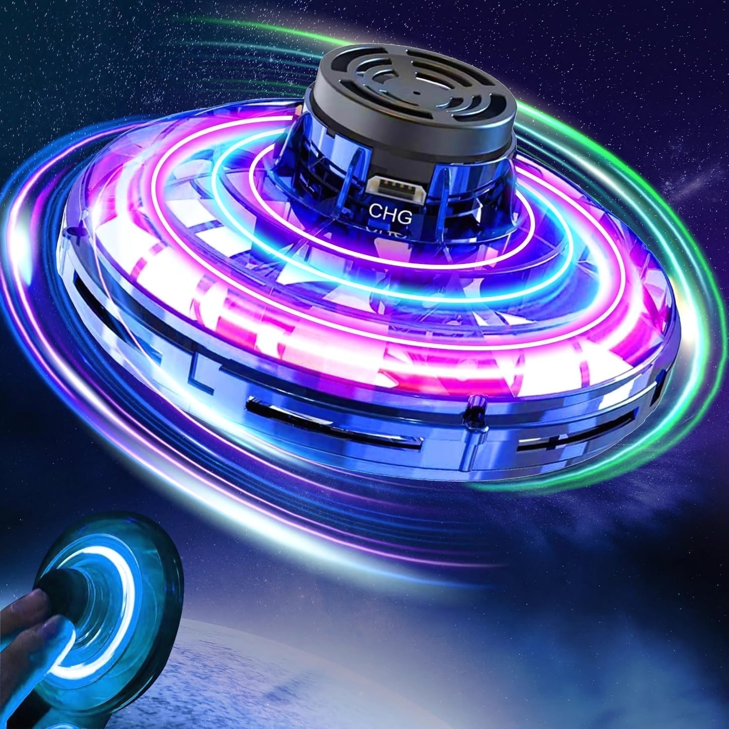 LED Flying Spinner I Fingertip Upgrade Flight I Mini UFO Drone Flying Spinner